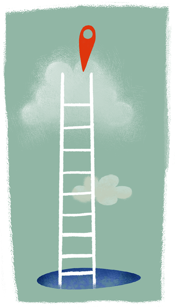 How to Climb the Corporate Ladder with Career Mentorship; destination at the top of a ladder